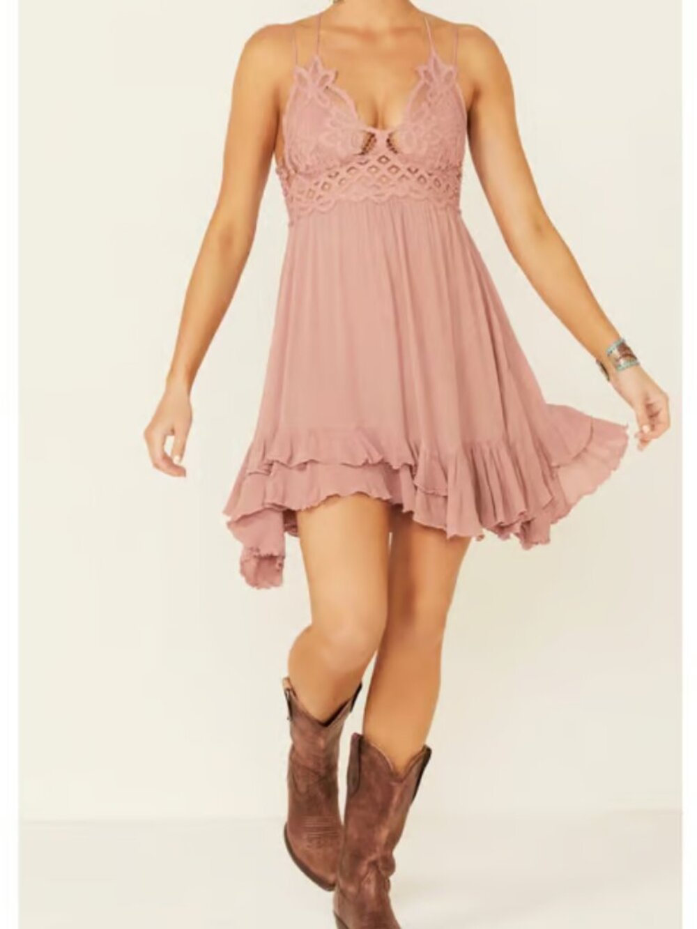 Free People One Womens Adella Slip Dress Rose Pink Size XS